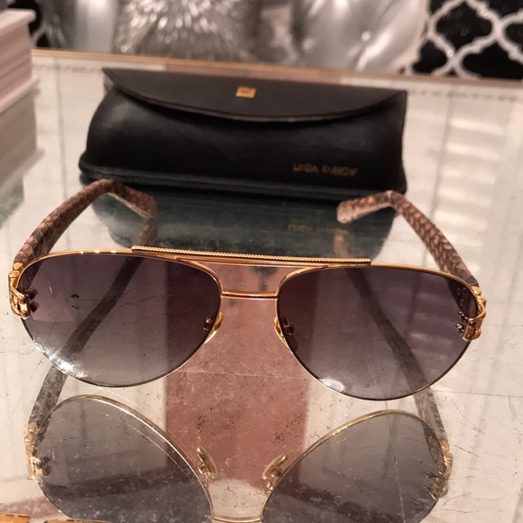 Linda Farrow Luxe Snakeskin Aviators